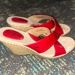 B.o.c. Born Red Wedge Zefira Cork Sandals Sz 8 Lk New